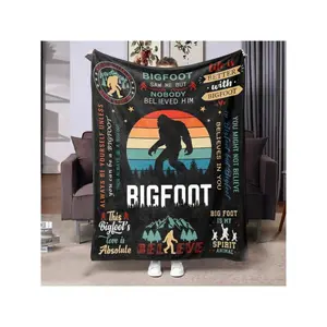 A Bigfoot Print Gift Blanket, Shawl Blanket, Hug Blanket, Comfortable And Soft Digital Printed Plush Blanket, Bigfoot Lover Gift, Suitable For Bed, Sofa, Chair, Living Room Decoration, All Seasons-30*40in