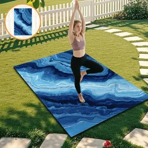 Ocean Blue Diatomaceous Mud Yoga Mat, Non-Slip Sweat-Absorbent Gym Mat, Portable Outdoor Fitness Exercise Surface