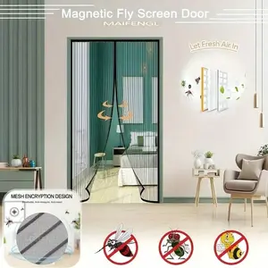 Magnetic Screen Door, Mesh Encryption Design, Easy Installation, Strong Magnetic Closure, Breathable Durable Polyester, Pet Tested