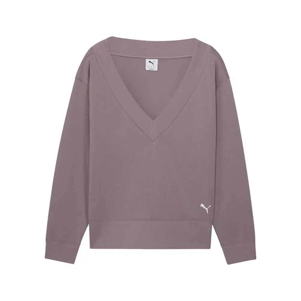 PUMA Womens Essentials V-Neck Sweatshirt Casual - Purple
