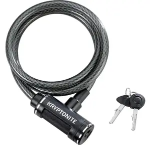 Kryptonite Bike Lock Cable, 6ft. x 12mm Braided Steel Cable Anti-Theft Security Bicycle Lock with Keys for Outdoor Equipment, Bicycles, Scooters, Fence, Gate