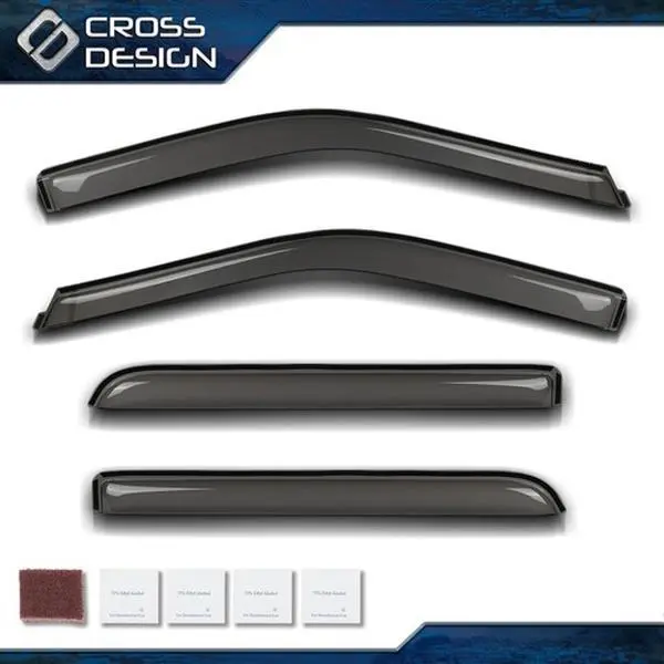 CROSSDESIGN Automotive Acrylic Side Window Ventvisor Set of 4, Outside Mount for 2015-24 Ford F-150 Raptor Super Duty Full-Size Cab, Sun Protection Car Exterior Accessory with Assembly Required