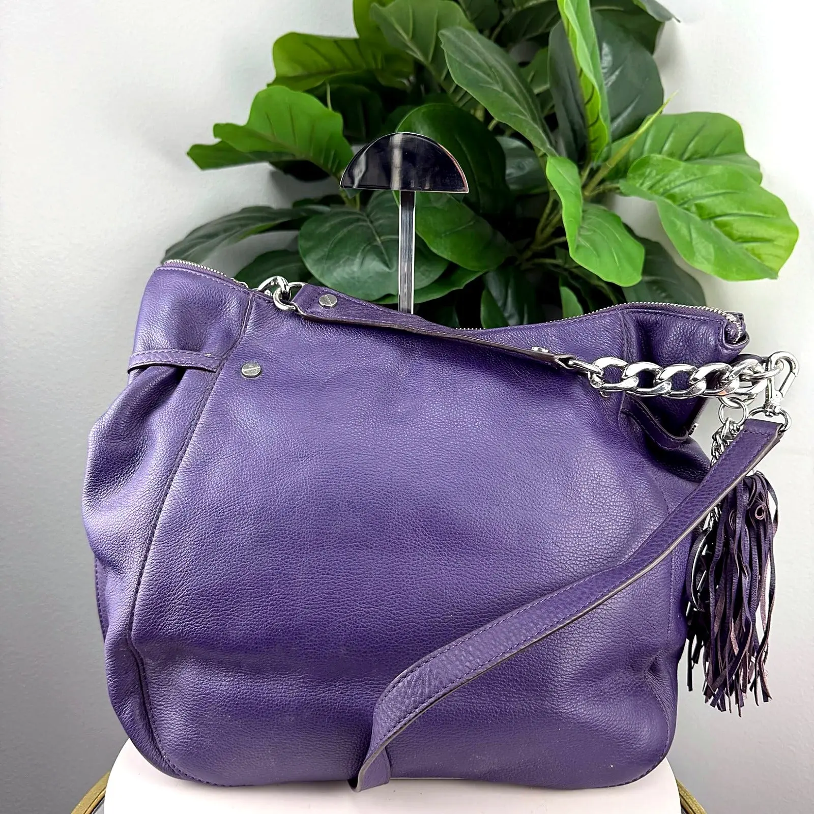 Pre-owned Purple pebbled leather Hobo Bag Authentic Michael Kors Hobo Bag