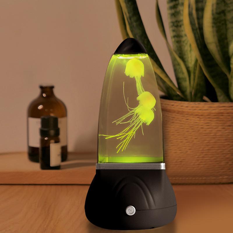 Warm Atmosphere Jellyfish Lamp Rocket LED Night Light Creative Gift for Bedroom Bedside Desk Lamp in Pink & Green