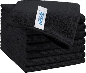 HOMEXCEL Black Microfiber Cleaning Cloth, 8 Pack Cleaning Towels for Kitchen, Lint Free, Scratch-Free, Highly Absorbent, and Reusable Cleaning Rags for House, Window and Glass, Cars, 11.5 X11.5 inch