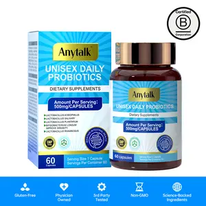 Anytalk-Probiotics for men and women 30-Day Cleanse Package, Suitable for Bloating/Constipation, Galactooligosaccharide, Lactobacillus plantarum | Non-GMO | 60 Capsules - B