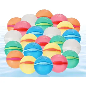 24 Pack Magnetic Refillable Reusable Water Balloons Quick Fill, Summer Fun for Kids Outdoor Pool Water Toys