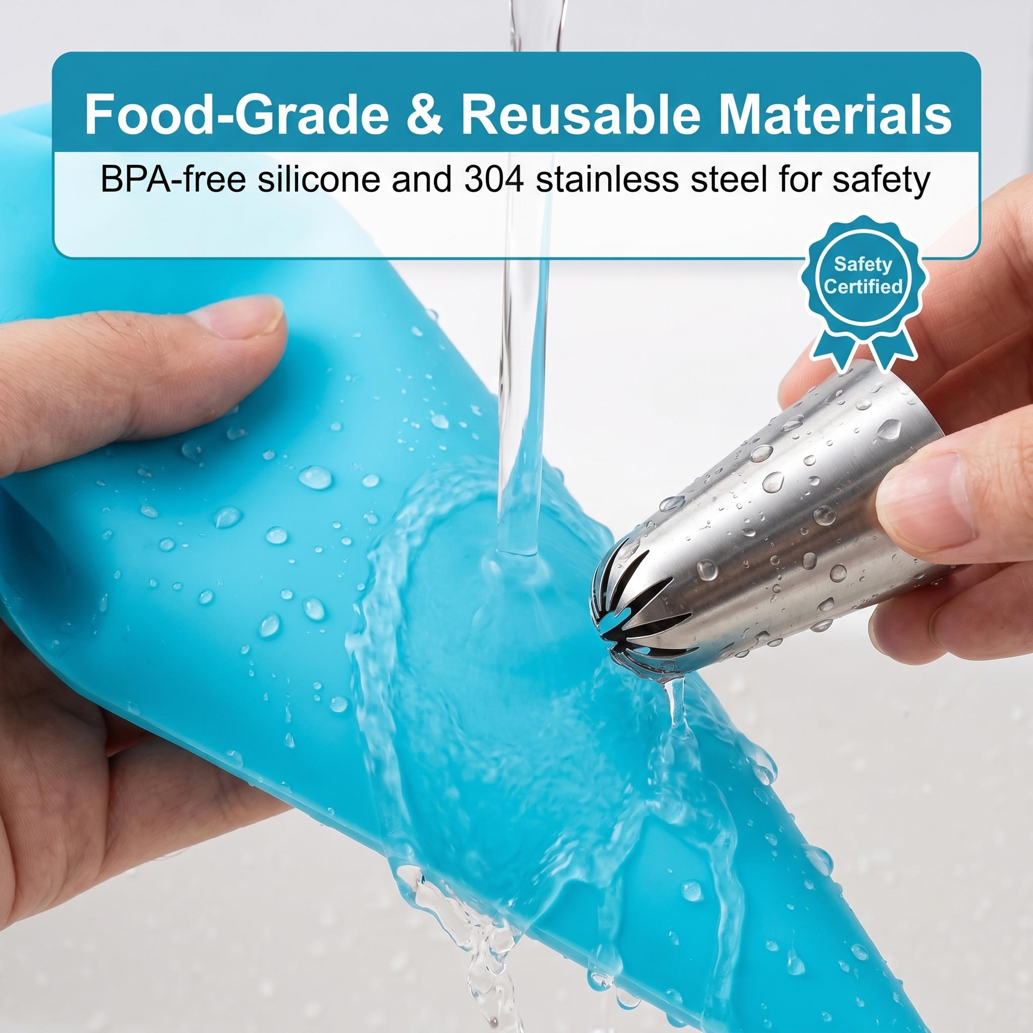 17 Pcs Cake Decorating Supplies Kit with Stainless Steel Icing Tips, Reusable Silicone Piping Bags, Scrapers & Couplers - Baking Tools for Cakes, Cupcakes & Cookies 17 Pcs Cake Decorating Supplies Kit with Stainless Steel Icing Tips, Reusable Silicone Piping Bags, Scrapers & Couplers - Baking Tools for Cakes, Cupcakes & Cookies