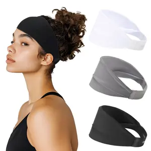 Absorb Headband for Men & Women, Athletic Headband for Running Yoga Workout, Wide Fashion Headband for Daily, 4" Width, Soft & Strechy, Non Slip Silione, 3 Colors in Pack
