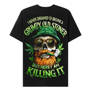 Chaosmoda Generation X I Never Dreamed I'd Become A Grumpy Old Stoner Custom Year Skull T-shirt