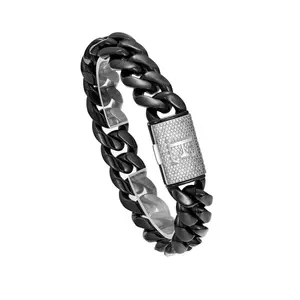 Mens Womens Stainless Steel Black Cuban Chain  Letters A - Z Bracelet Necklace Fashion Jewelry - 7.5 inch 8.5 inch 18 inch