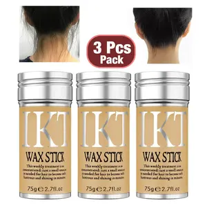 3 Set Tools Hair Wax Stick, Slick Back Styling Set for Puffs and Wigs - 4 Combs: Edge Brush, Rat Tail for Separation, Loose Hair Brush, Non-Greasy Finish for Styling
