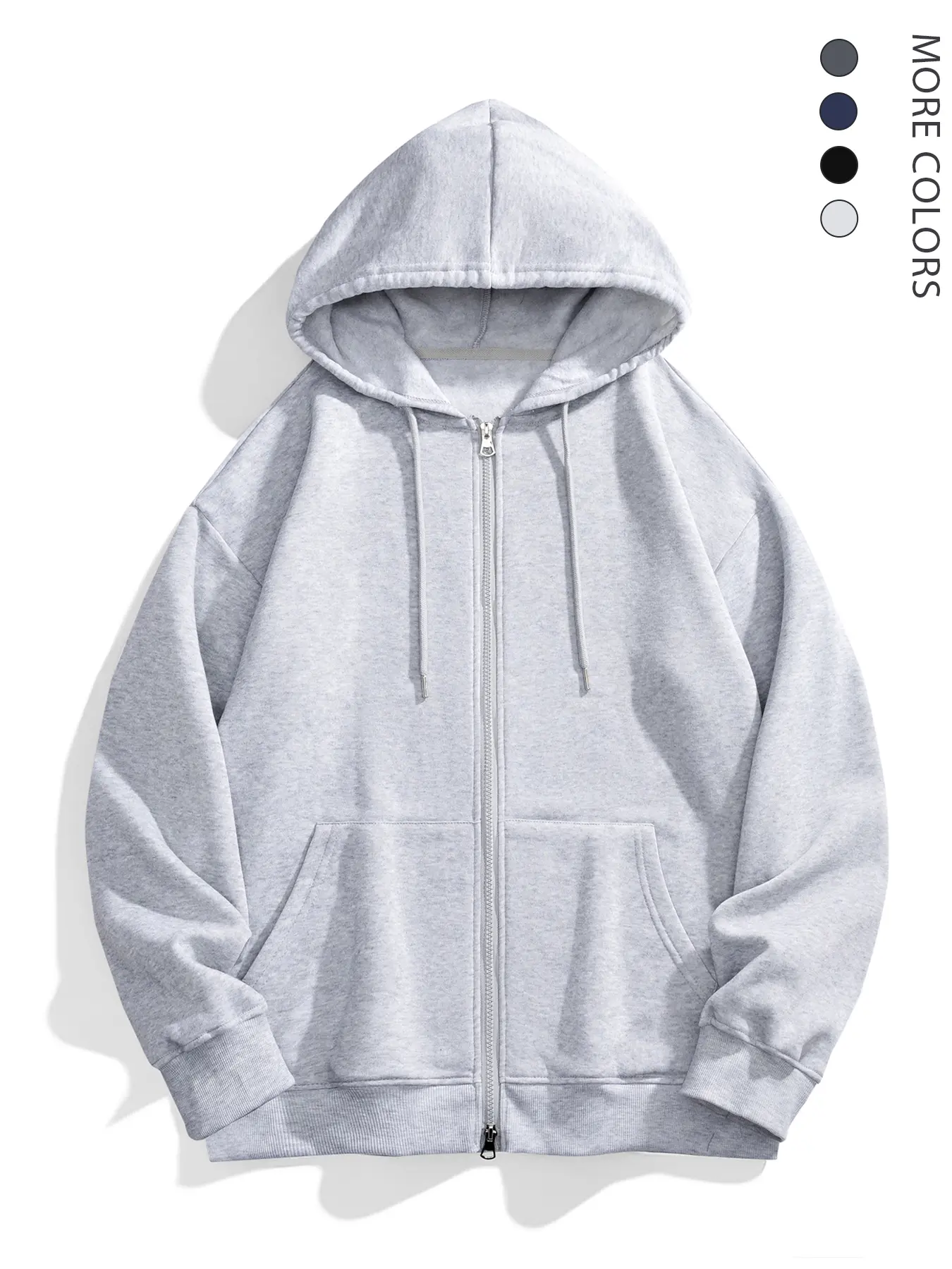 Men's Minimalist Plain Hooded Long Sleeve Zipper Sweatshirt, Classic Casual Loose-Fitting Oversize, Multicolor Options, Daily Wear, Sports Commute, Unisex, Tops, Athletic, Casual Sporty Hoodies, Casual Hooded Sweatshirts