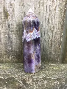 Chevron Amethyst Tower - lot 3 3 1/4" tall Home Ornament #gemstone #gemstonetower #chevronamethysttower #chevromamethyst #amethystower #amethsyt #purpletower @gemsandtreasure