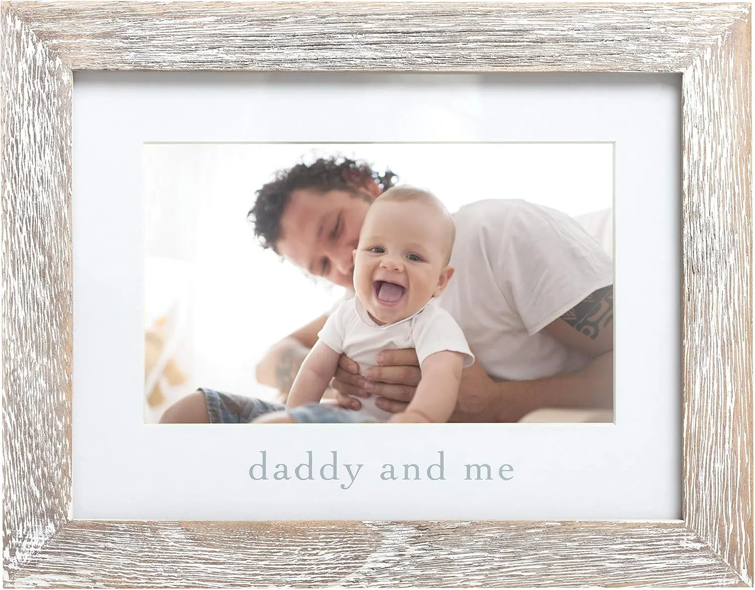 Pearhead Daddy & Me Baby Picture Frame, Gender-Neutral Dad & Baby Frame, Nursery Decor, 4" x 6" Photo Insert, Wood