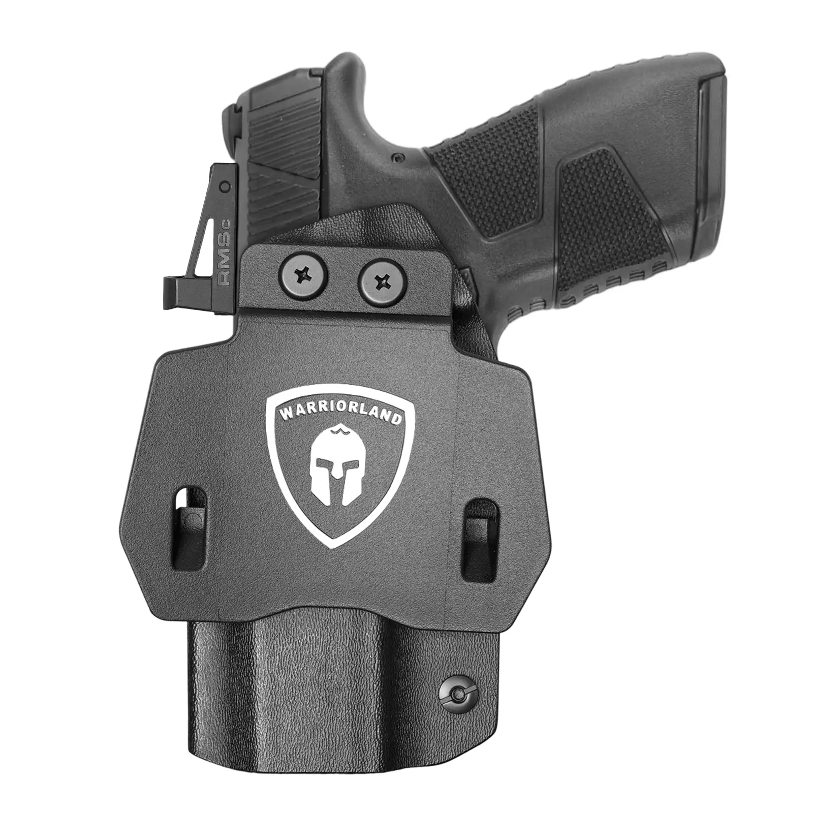 WARRIORLAND OWB Kydex Paddle Holster for Mossberg MC2c, Optic Cut with Posi-Click Audible Retention, Secure Hook for 1.5"-1.75" Belts, Posi-Click Retention System, Audible Click