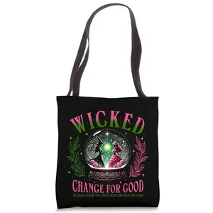 Wicked The Musical Inspired Black Tote Bag  Open-Top Shopper  Shoulder Bag for School, College, Travel & Gift-Giving