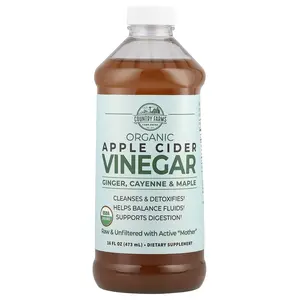 Country Farms Organic Apple Cider Vinegar with Ginger, Cayenne & Maple, 16 fl oz (473 ml)