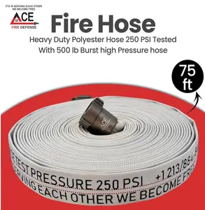 Ace Fire Defense .01 1.5” TPU Lined Attack Fire Hose - 75ft x 1.5 Inch, 250 PSI Service Test / 900 PSI Burst, Seamless Aluminum NH/NST Couplings, Wildfire Defense, USA Shipped, Engineered in USA