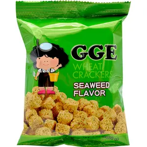 Wei Lih GGE Savory Flavor Wheat Base Seaweed Cracker, 2.82oz Crispy Snack Pack