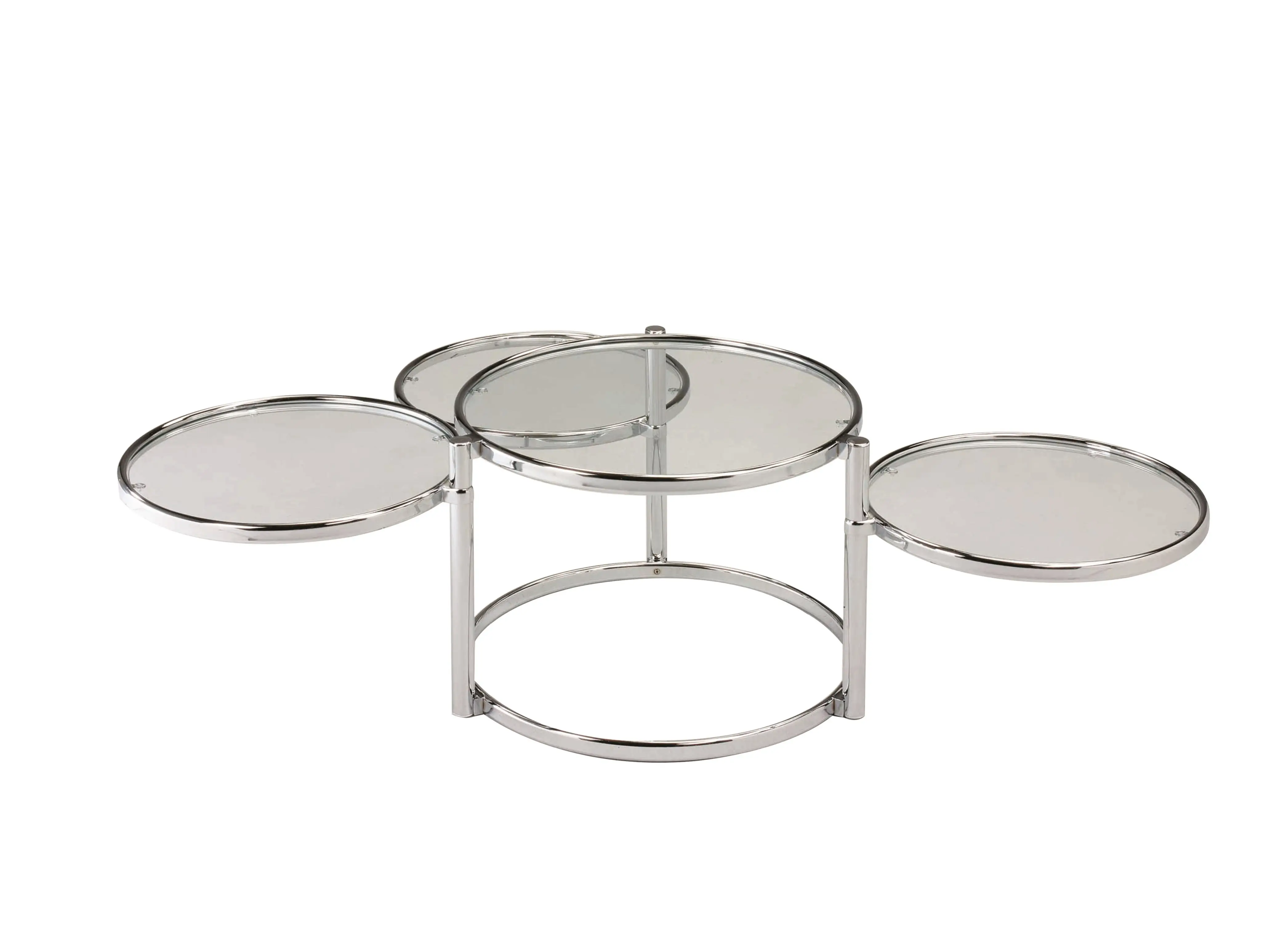4-Tiers Contemporary Clear Glass/ Chrome Round Motion Coffee Table