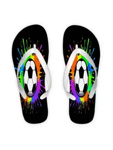 Women's Flip Flops, Colorful Soccer Ball Design, Multiple Specifications Available, Comfortable & Stylish, Suitable for Summer Beach & Casual Wear, Vibrant Paint Splatters Detail, Trendy Women's Fashion Sandals, Women Shoes