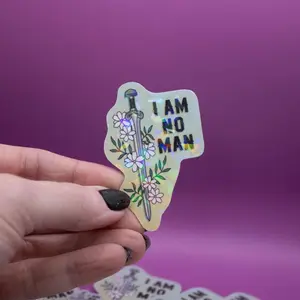 I Am No Man LOTR Vintage Sticker, Lord Of The Rings Tolkien Hobbit Movie Stickers LOTR Quotes, Eowyn, Sparkly Sticker, Nerd Sticker, Laptop and Water Bottle Stickers