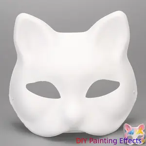 3pcs Animal Cat Face Paper Mache Masks for Girls and Boys, DIY Paintable Wearable Masks, Perfect for Kids' Creative Play