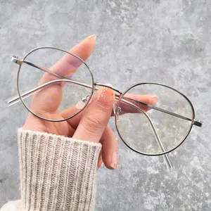 Metal Frame Oval Decor Anti-Blue Light Glasses for Women - Myopia Frame, Clear Glasses Accessories, Halloween