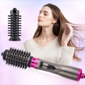 Rotating Hair Dryer Brush - Rotating Hair Dryer with 2 Interchangeable Brushes (1.5 inches (approx. 3.8 cm) and 2 inches (approx. 5.1 cm)), 3-in-1 Hot Air Rotating Brush Set for Hair Volumizing/Drying/Straightening/Curling, Portable Styling Hot Air Comb