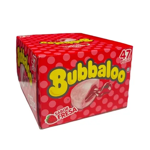 Bubbaloo Fresa Chewing Bubble Gum with Liquid Filled Center, Box of 47 Pieces, Mexican Candy, Dulces Mexicanos