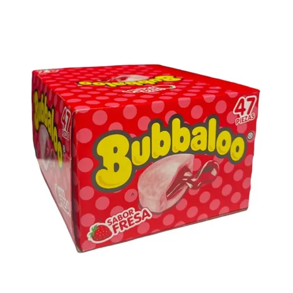 Bubbaloo Fresa Chewing Bubble Gum with Liquid Filled Center, Box of 47 Pieces, Mexican Candy, Dulces Mexicanos Bubbaloo Fresa Chewing Bubble Gum with Liquid Filled Center, Box of 47 Pieces, Mexican Candy, Dulces Mexicanos