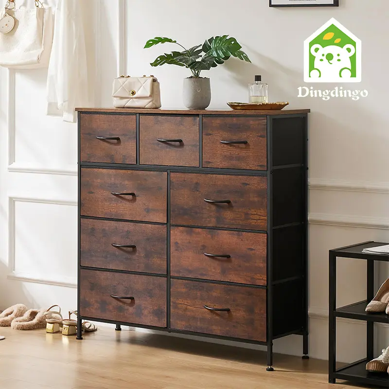 9 Drawer Storage Dresser - Tall Organizer Chest for Clothes, Perfect for Bedroom, Hallway, Living Room, Closet, and Dorms.