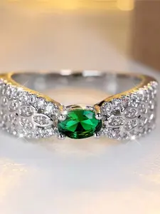 Fashion Minimalist Geometric Rings Synthetic Zirconia Inlay Exquisite Design sense Sparking Fashion Versatile Design Engagement Ring Daily Wear Jewelry Accessory for All Seasons for Women & Girls