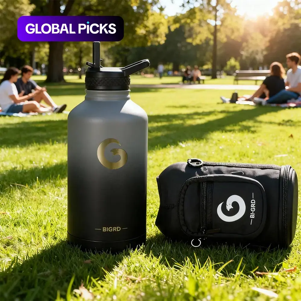 1PC BIGRD 64oz Insulated Water Bottle, Triple Vacuum Stainless Steel (Cold for 48 Hours), Half Gallon Water Bottle with Paracord Handle & Straw Spout Lid, Drinkware #GLOBAL PICKS