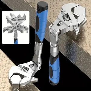 Flexhead Adjustable Wrench 10inch to 12 inch Ratcheting Crescent Wide Jaw Wrench Retractable Extension Shank And 180 dgree Rotating Headfor Home Garage Workshop