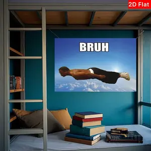 2D Flat Banner 1pc, Bruh Flag, Durable Polyester Fiber, Outdoor Travel Flag, Beach Flag, Retirement Gift, Indoor Outdoor Flag, No Power Needed