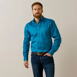 Ariat Men's Team Logo Twill Fitted Shirt Deep Turquoise