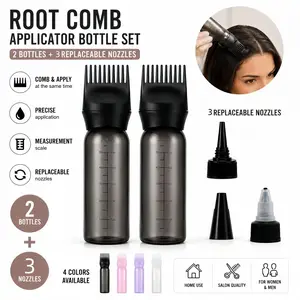 Root Comb Applicator Bottle Professional Multi-Functional Hair Dye & Scalp Treatment Tool, Precision Hair Coloring Comb Bottle with Measurement Scale & Replaceable Nozzle for Root Touch Up, Hair Oil Application, Salon & Home Use for Women Men Barbers