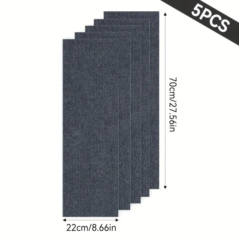 5pcs Non-Slip Stair Mats, Dirt-Resistant Stair Rugs, Moisture-Proof & Soundproof Office Home Carpets, Washable & Reusable, Self-Stick Design, Anti Slip Mat