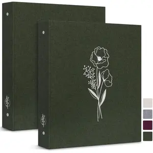 Aesthetic Letter Size A4 3 Ring Binder 2 Packs, Linen Hardcover 1 inch Round Rings Folder Holder Planner Fits 8.5" x 11" Paper for Office School Journaling Collections (Green)