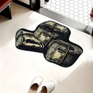 1pc Foldable 3-Stack Money Shaped Faux-Wool Entry Rug｜Space-Saving for Entry/Living/Kitchen, Dollar-Vibe Gift, Contemporary Rugs