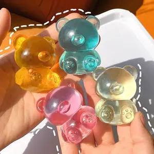 4 Half-Transparent Bear Stress Relief Toys, Slow Bounce, Squeeze, Release Pressure, Office Stress Relief Toy, Perfect Gift for Holidays