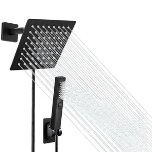High Pressure Square Shower Head Set, 1 Set Including Showerhead, Hose, Bracket & Accessories, Summer Bathroom Supplies for Home Use, Modern Shower Accessories, Fall Household Essentials, Heavy Rainfall