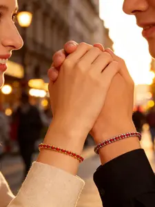 A piece Bead Braided Friendship Bracelet, Titanium, Adjustable, Hypoallergenic, Perfect for Couples, Gifts, Daily Wear