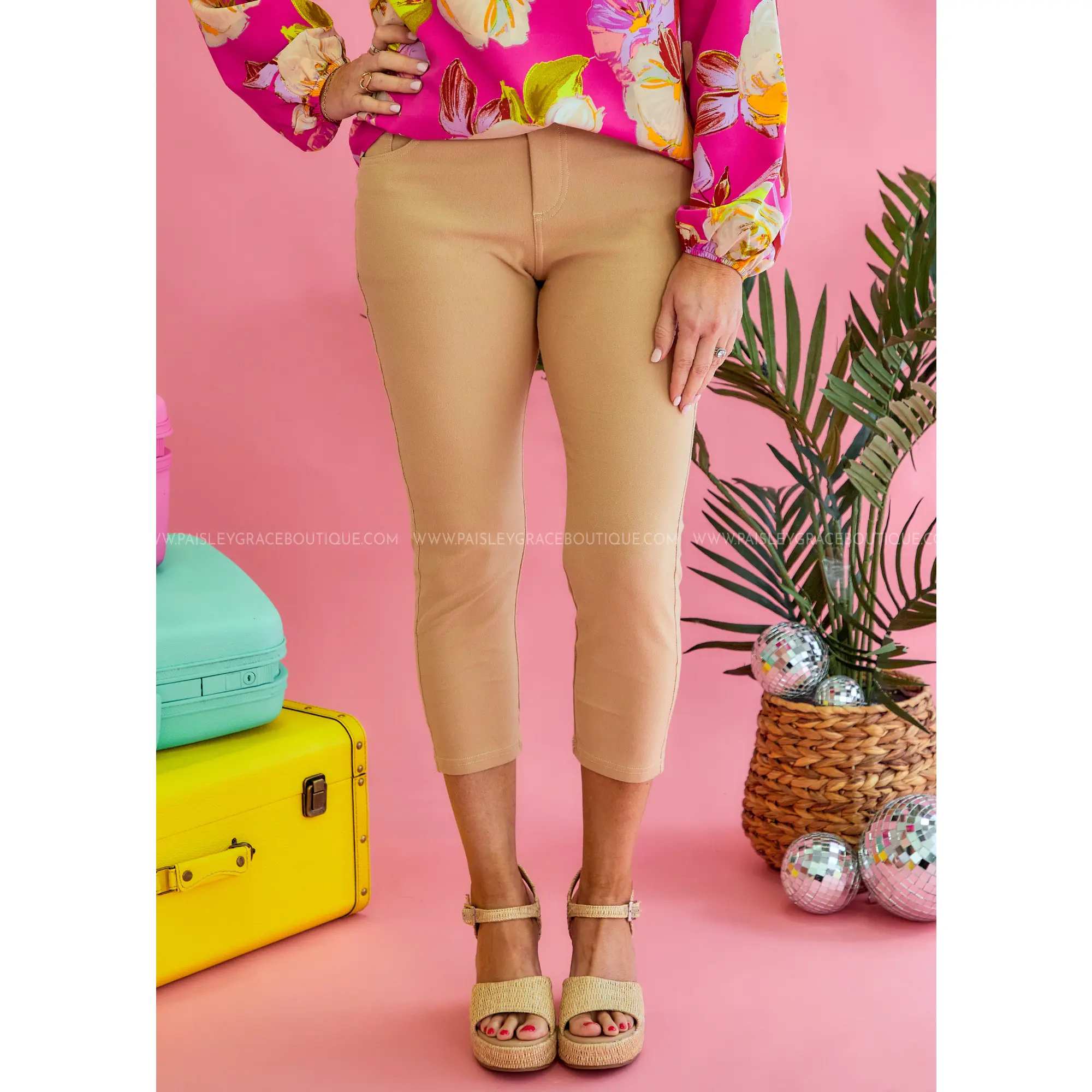 Nora Stretch Capri Jeggings - Camel - FINAL SALE