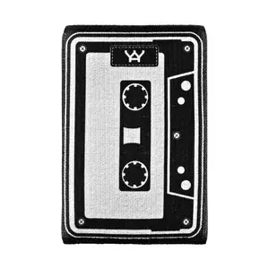 212 MAIN Men's Slim Front Pocket Wallet, 1501 Modern Design, RFID-Blocker, Minimalist Black & White Cassette Print Wallet