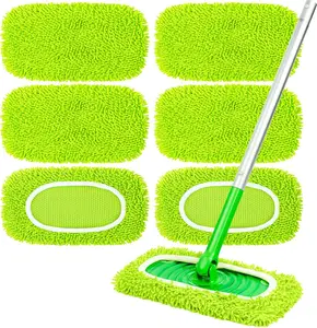 6-Pack Reusable Mop Pads Fit Swiffer Sweeper, Microfiber Cleaning Mop Pads Refill for Dry Sweeping & Wet Mopping Replacement