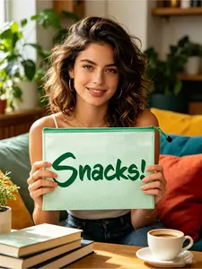 "Snacks!" Zipper Pouch, Waterproof Transparent Snack Bag,Reusable Travel Organizer For Snacks, Cosmetics, And Small Essentials, Durable Mesh Material, Lightweight And Breathable, Perfect For School, Work, Travel