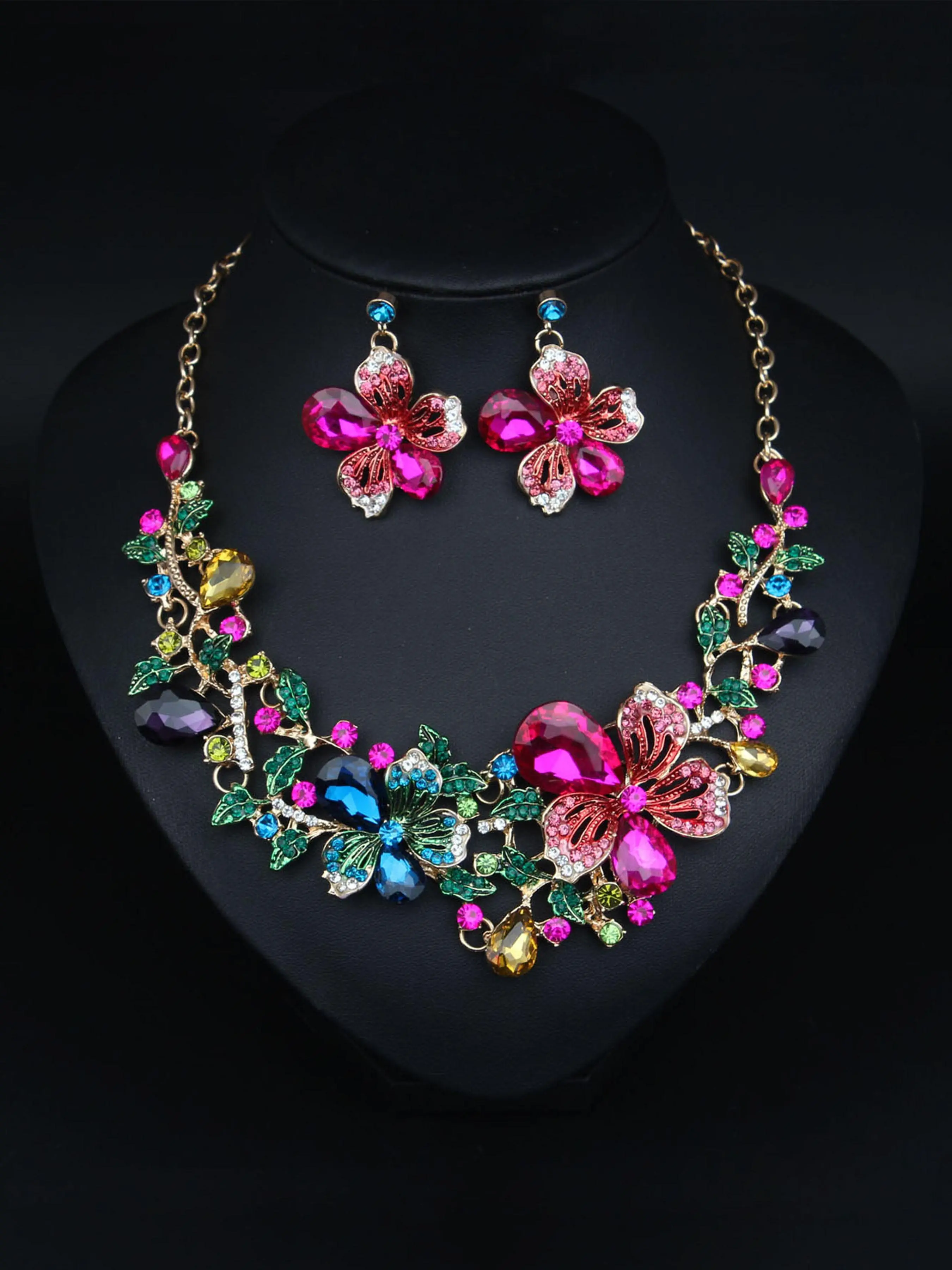 Flower Design Matching Jewelry Set, Elegant Fashion Necklaces & Earrings for Parties and Daily Wear, Trendy Versatile & Exquisite Jewelry for Birthday Gift, Jewellery Gift Set
